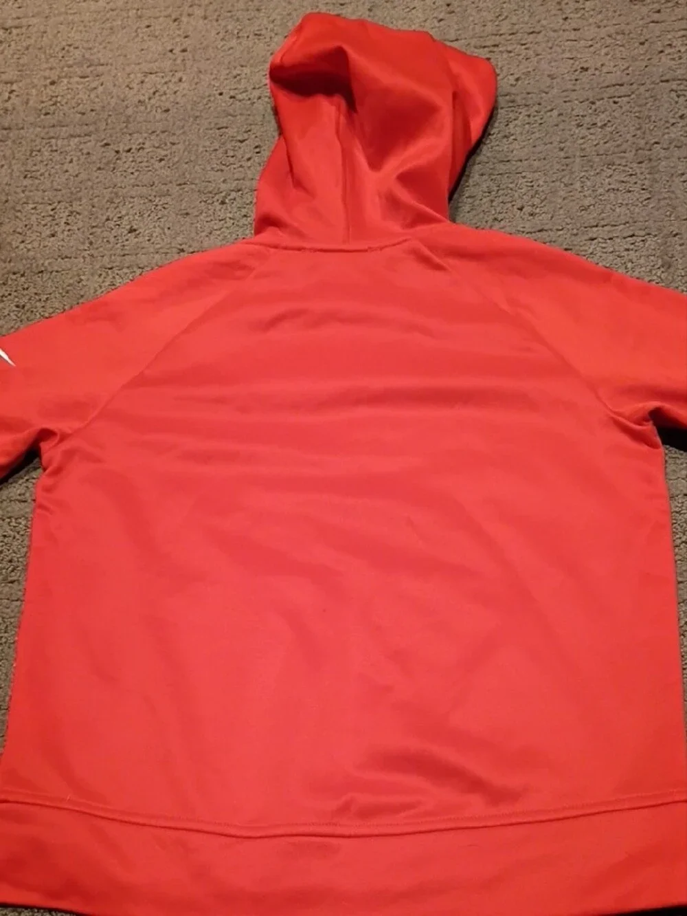 Nike Kids Medium Coral-Red Pullover Hoodie with White Swoosh